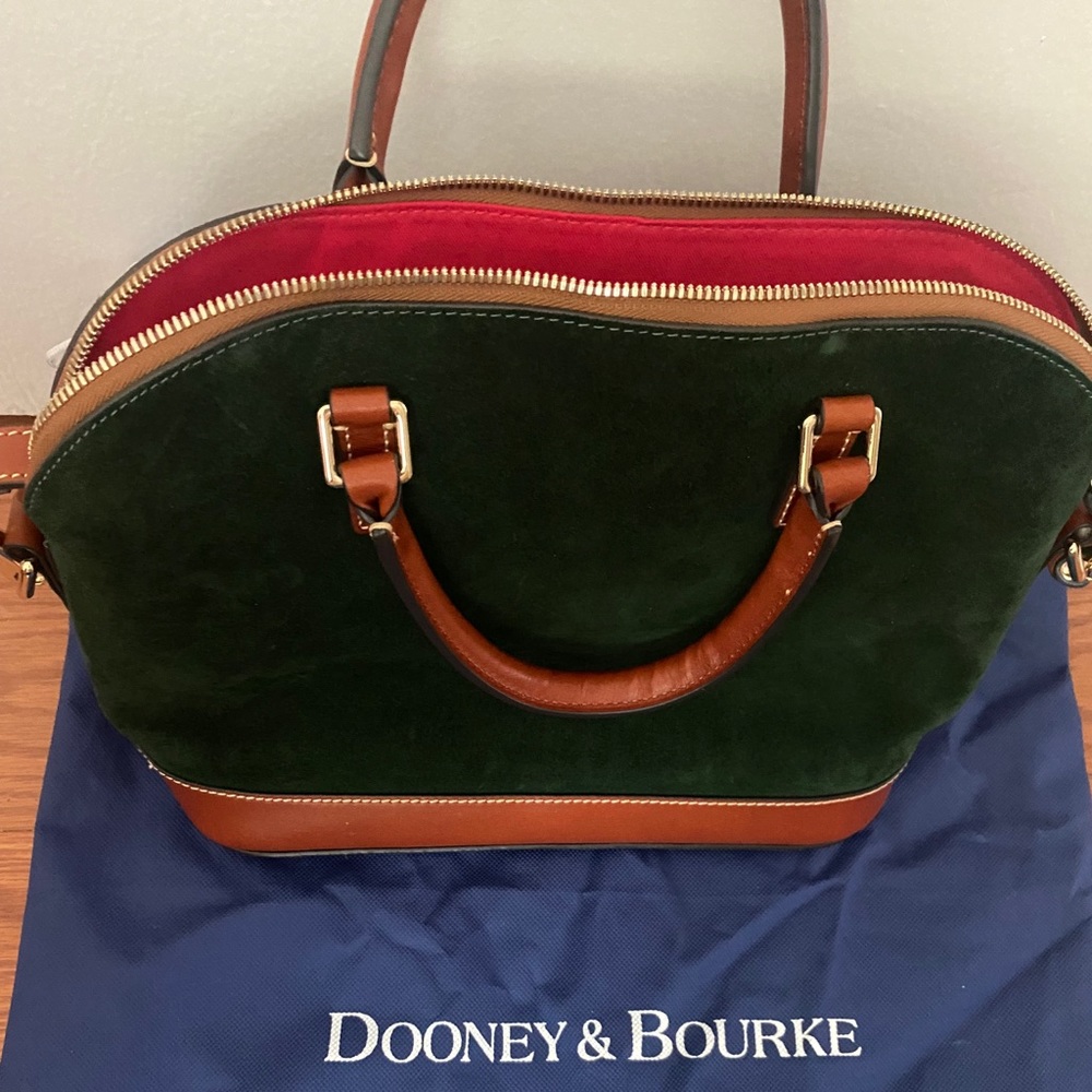 Dooney & Bourke Green Suede Domed Satchel
